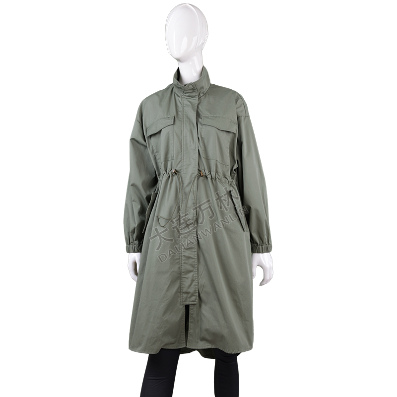 女士宽松抽绳长款风衣