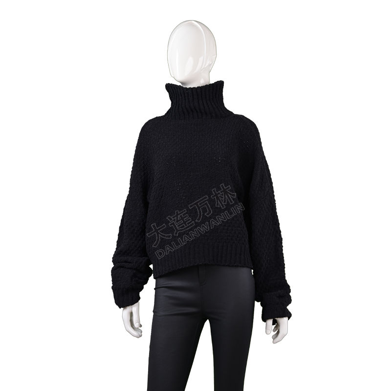 黑色高领针织毛衣